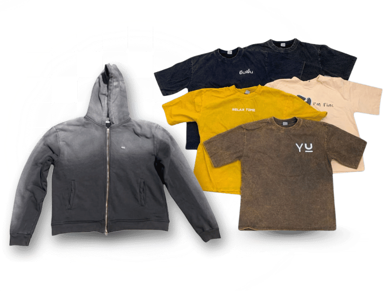 รับฟอกเสื้อผ้าแฟชั่นสำเร็จรูป ฟอกย้อม ขัดสี ขัดลายผ้า